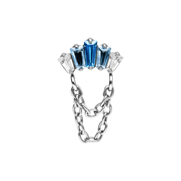 Attacco Push Fit in argento con cristalli lavanda e turchesi e catene