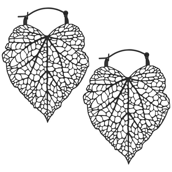 Lovely Leaf Hoops - Black Metal