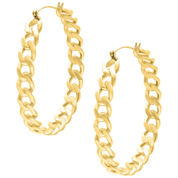 Dos aros de curbchain dorados sobre fondo blanco
