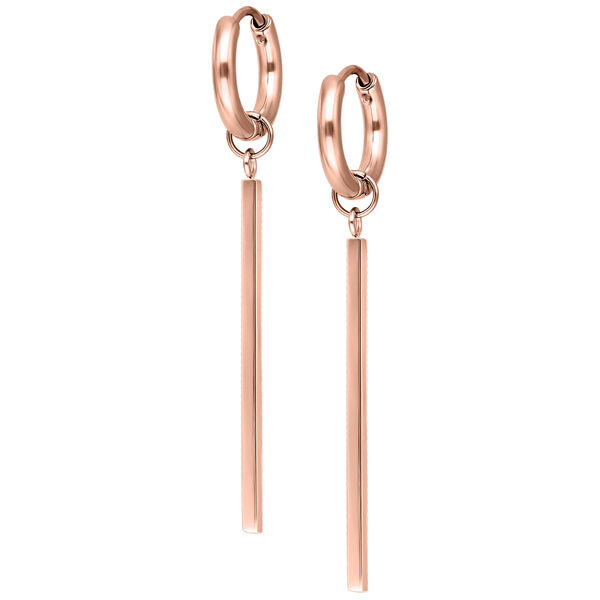 Elegante roségoldene Ohrringe mit Klappverschluss auf weißem Hintergrund