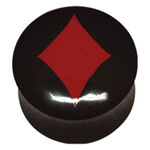 Plug de cuerno de búfalo negro con diamante rojo sobre fondo blanco