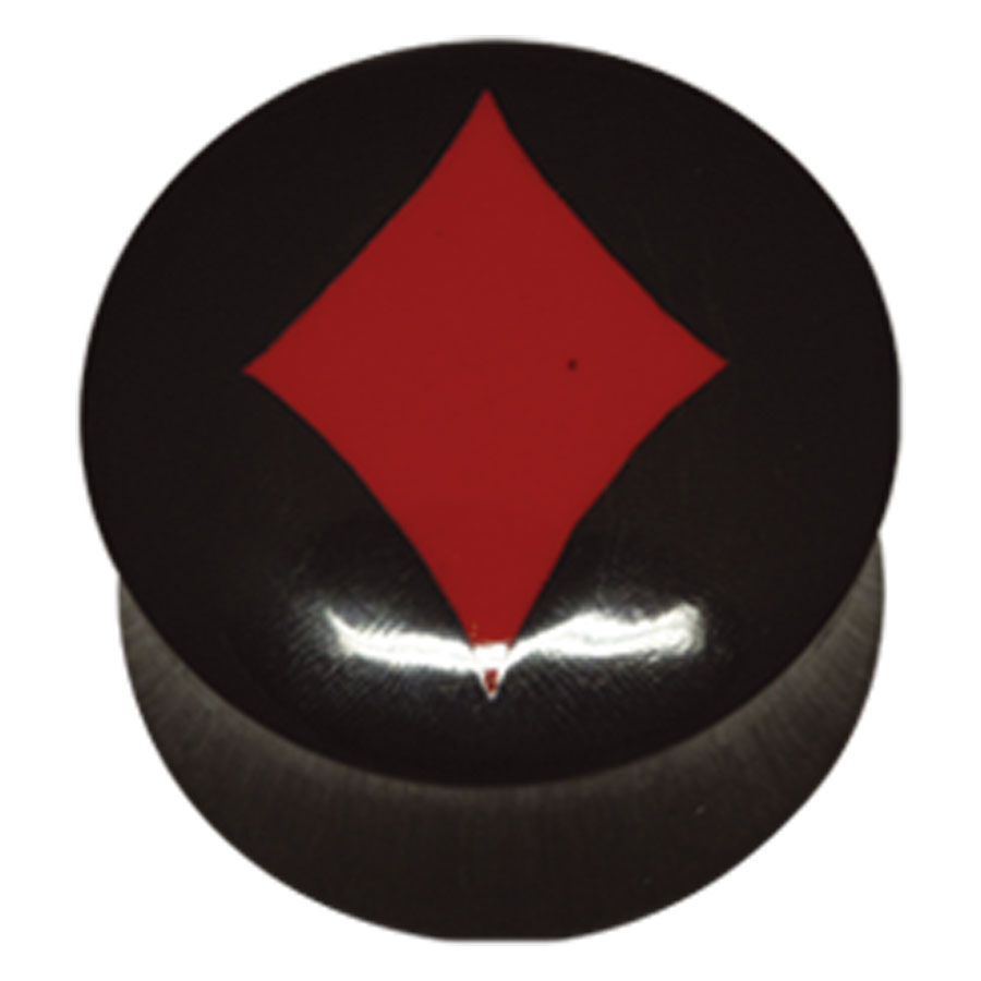 Plug de cuerno de búfalo negro con diamante rojo sobre fondo blanco