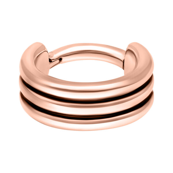 Roségoldener Triple Hinged Septum Clicker auf weißem Hintergrund