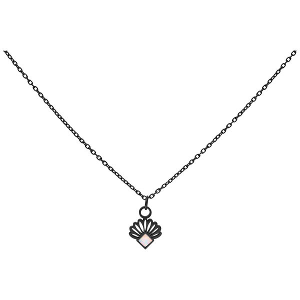 Opal Fan Necklace - Black Metal