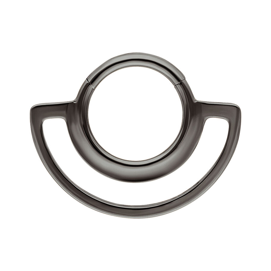 Schwarzer metallischer Dual Ring Clicker auf weißem Hintergrund