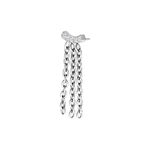 Inserto piercing argento con cristalli chiari e catene su sfondo bianco