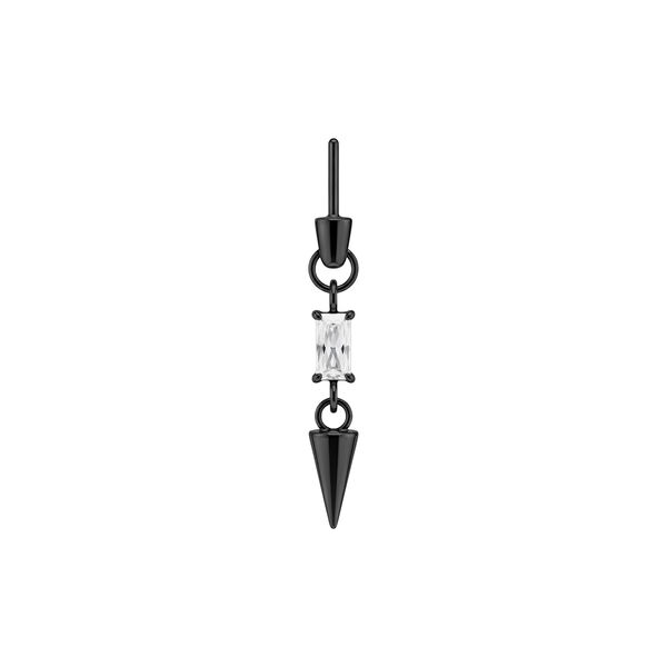 Baguette Crystal with Spike Rook Push Fit Attachment - Black Metal