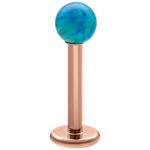 Navy Blau Opal Kugel Labret mit roségoldenem Titan Steckteil