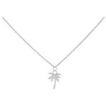 Collana in argento con ciondolo a palma su sfondo bianco