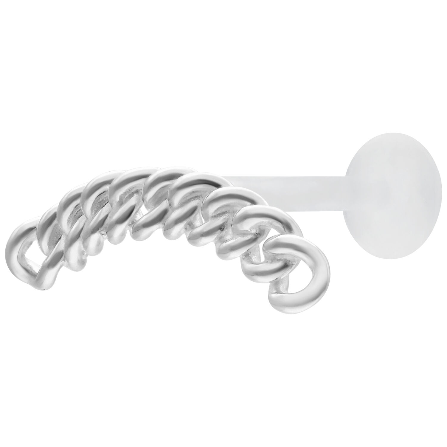 Silbernes Labret mit massiver Kettenglieder-Optik auf weißem Hintergrund