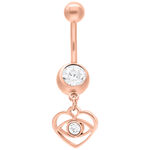 Bananabell in oro rosa con cristallo chiaro e design a cuore pendente su sfondo bianco