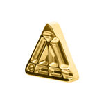 Accessorio triangolare dorato in titanio per filettatura interna, sfondo studio