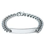 Bracciale personalizzabile in acciaio chirurgico argento su sfondo bianco