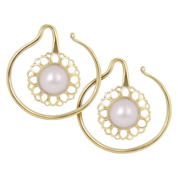 Golden Whirl White Onyx Ear Weights