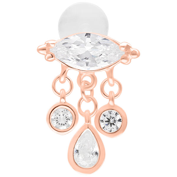 Labret de oro rosa con piedras brillantes y Push Fit, 5,0 mm
