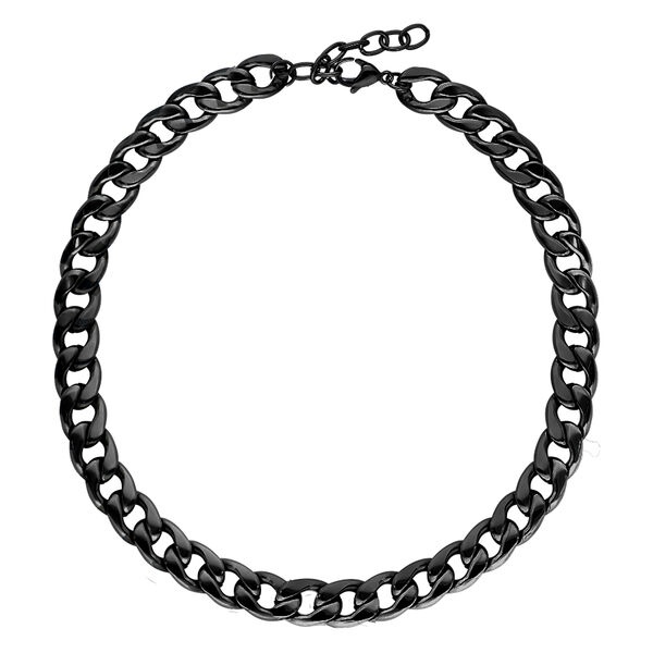Collar Chunky negro de acero quirúrgico 316L sobre fondo blanco