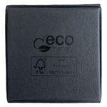 Schwarze Schmuckbox aus Pappe mit Wildcat-Logo und eco-friendly Aufdruck