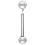 Silbernes Titan-Barbell mit zwei Kugeln auf weißem Hintergrund