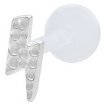 Silbernes Labret mit Blitzdesign auf weißem Hintergrund