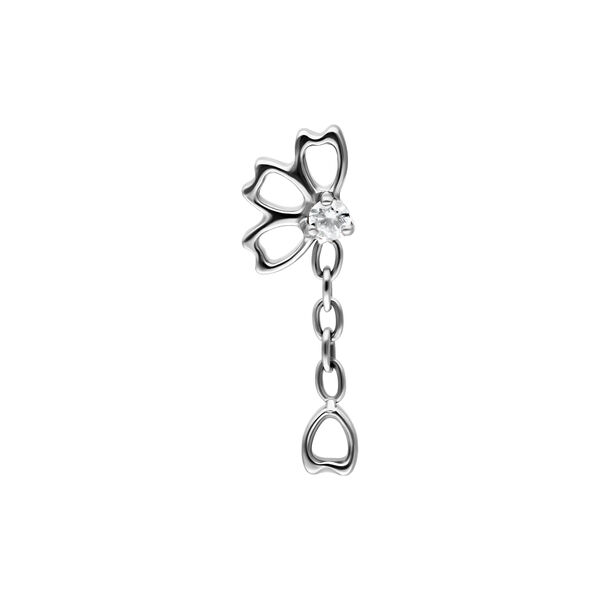 Argento Push Fit con cristallo scintillante su sfondo bianco