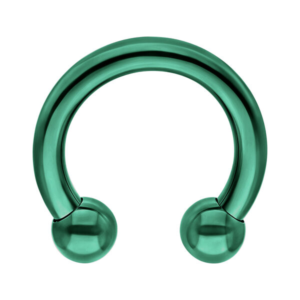 Circular Barbell verde oscuro de titanio con superficie brillante sobre fondo blanco