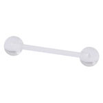 Transparenter Barbell aus PTFE mit klaren Kugeln auf weißem Hintergrund