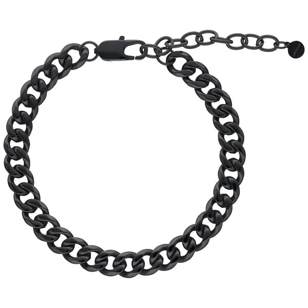 Flat Curb Ankle Chain - Black Metal