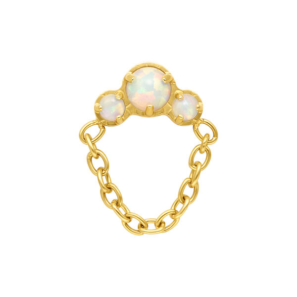 Push Fit Synthetic Opal with Chain Attachment - Golden Metal