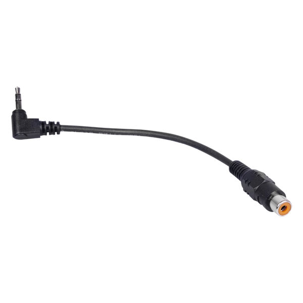 Cable Adaptador Negro HAWK con conectores 3.5mm Cinch sobre fondo blanco