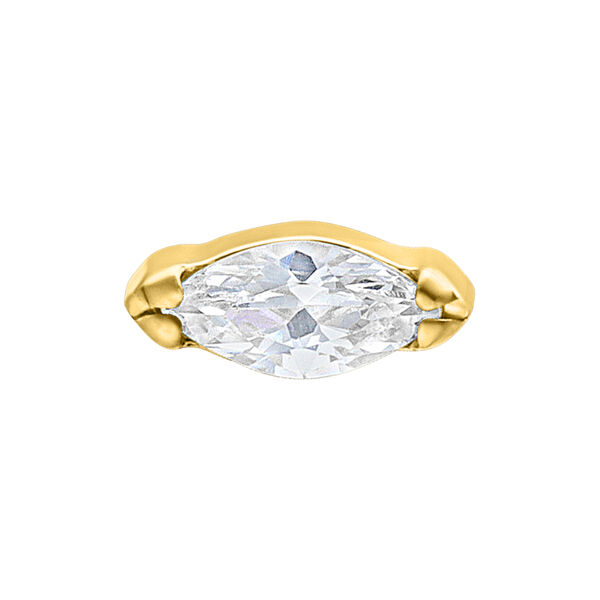 Punta dorata con cristallo marquise chiaro per piercing, 0,8 mm