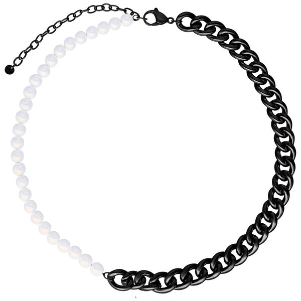 Chunky Synthetic Pearl Kette - Black Metal