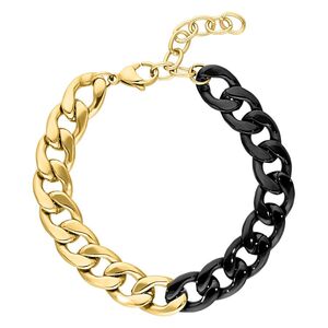2 Tone Chunky Goldblack Armband aus Stahl Zweifarbiges Armband aus gold- und schwarzfarbenem Chirurgenstahl, auf weißem Hintergrund