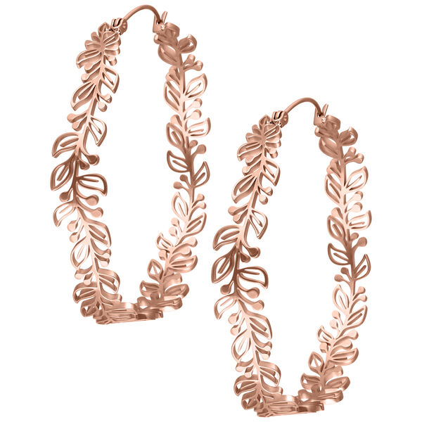 Floral Garland Hoops Pair - Rosegold