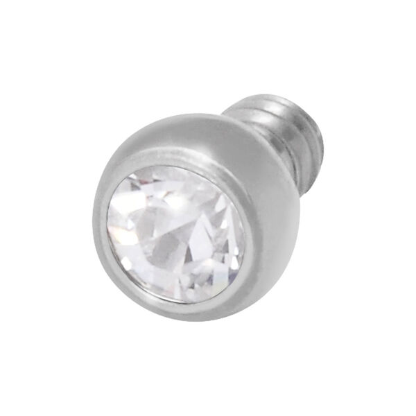 Silberner Titan Piercingaufsatz mit kristallklarem Stein, 1,2mm Gewinde