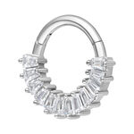 Septum Clicker argento con cristalli chiari su sfondo bianco