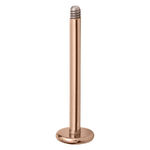Labret in titanio rosé oro con filettatura esterna su sfondo bianco