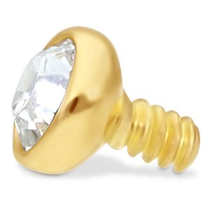 18K Gold Labret mit klarem Kristall Goldenes Labret mit klarem Kristall auf weißem Hintergrund
