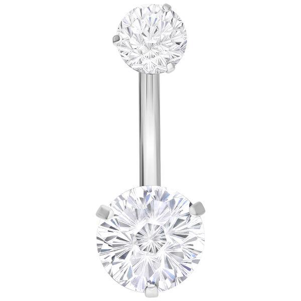Banana Bar Firework Crystal in argento con due cristalli chiari su sfondo bianco