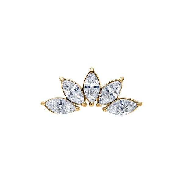 Kultainen Marquise -koriste kristalleilla, 0,8 mm kierre, valkoisella taustalla