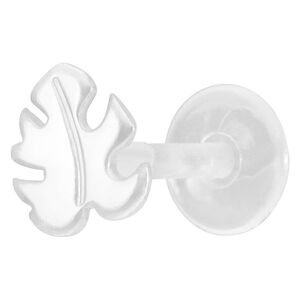 Monstera Push-Fit Labret aus Bioplast Labret mit Monstera-Design, transparentem Stab und rundem Verschluss