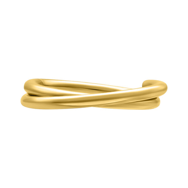 Anillo articulado dorado Clicker cruzado, 1,2 mm de grosor, 8,0 mm de diámetro sobre fondo blanco