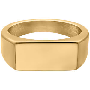 Goldener Siegelring 17,0 mm von Wildcat Rechteckiger goldener Siegelring aus Chirurgenstahl auf weißem Hintergrund