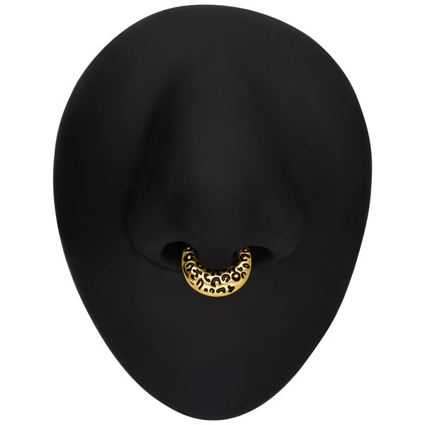 Clicker de Septum dorado con diseño de leopardo sobre fondo negro