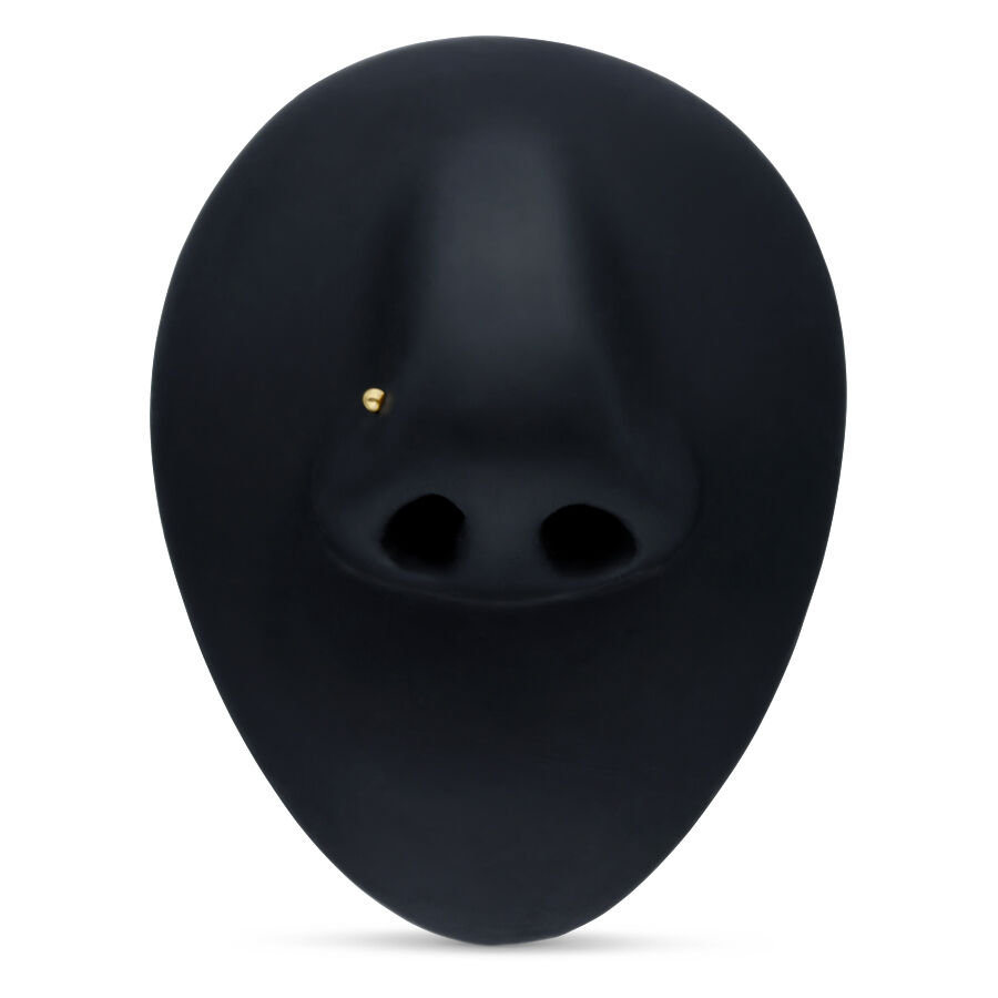 Pendiente nasal de oro de 750 en pantalla negra con forma de nariz