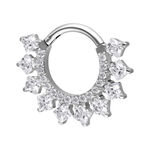 Clicker setto in argento con cristalli scintillanti su sfondo bianco