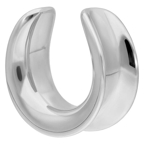 Hopeiset Ear Saddles kirurginteräksestä valkoisella taustalla