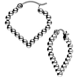 Silberne Bubble Polygon Hoops Ohrringe Silberne Bubble Polygon Hoops aus Chirurgenstahl auf weißem Hintergrund