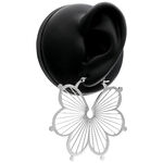 Hopeiset Flower Hoops -korvakorut mustassa korvamallissa