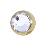 Sfera in titanio dorato, 5mm, con pietra cristallina su sfondo bianco