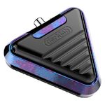 Delta Footswitch en forma triangular, negro con acentos rosa-azules, aluminio